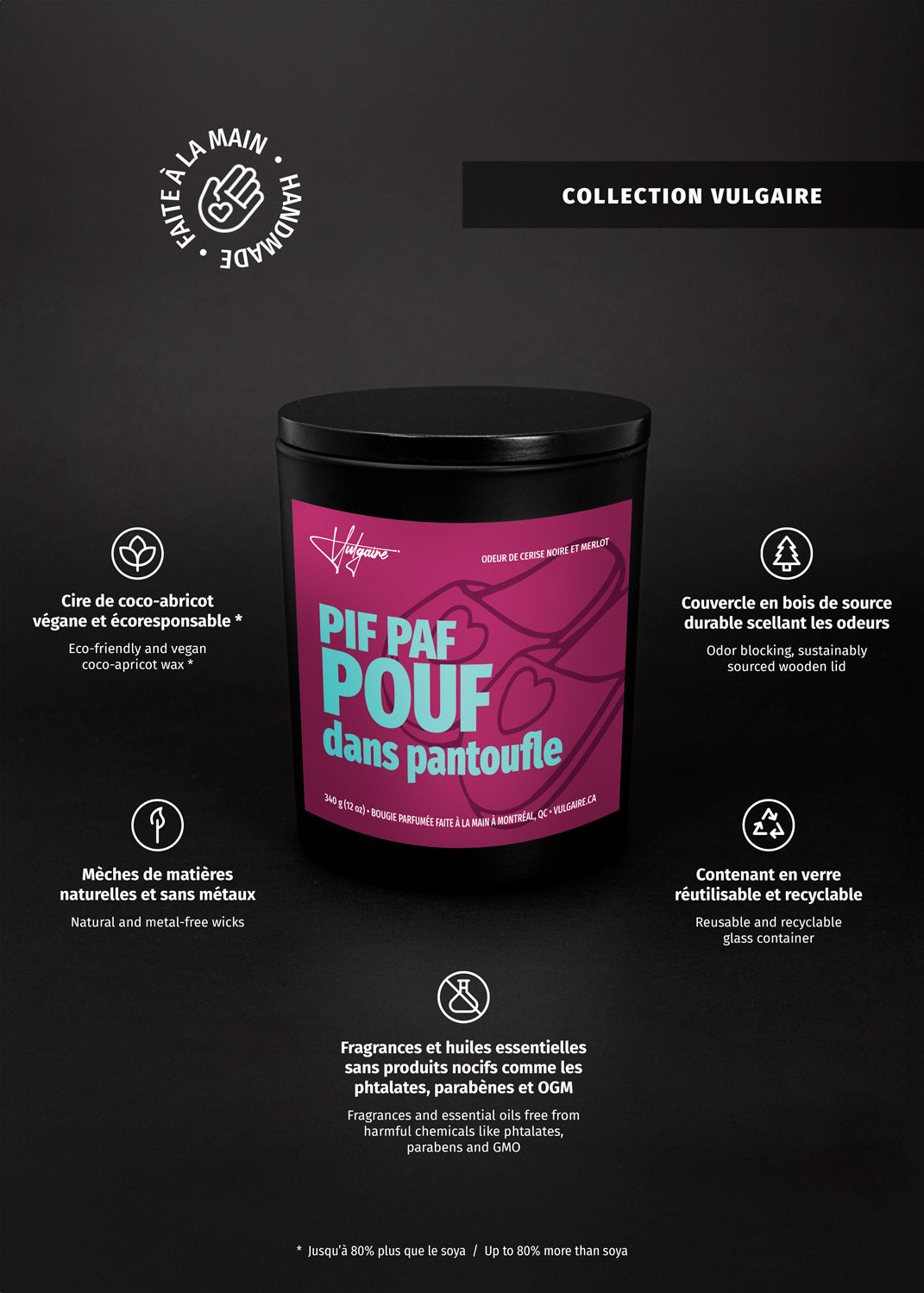 Candle Pif, paf, pouf dans pantoufle