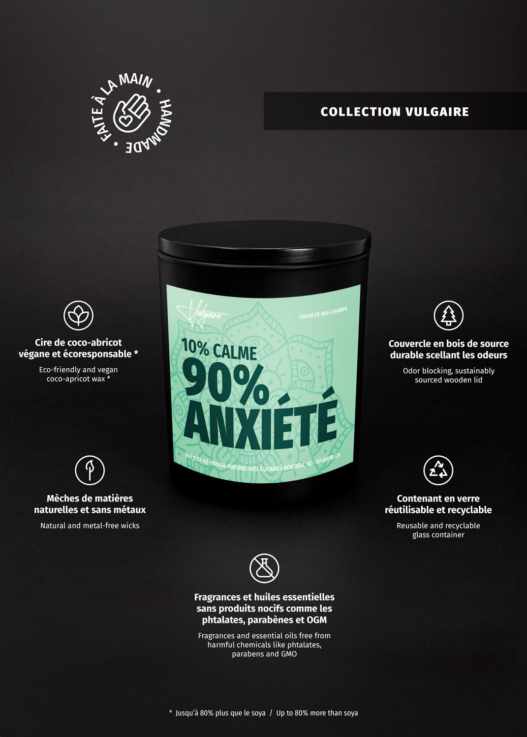 Bougie 10% calme 90% anxiété
